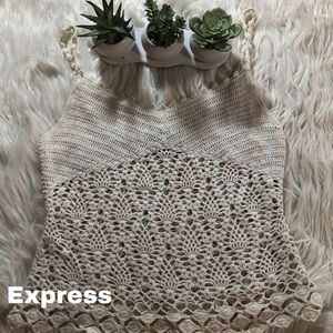 Express size M Medium crochet tank top white cream